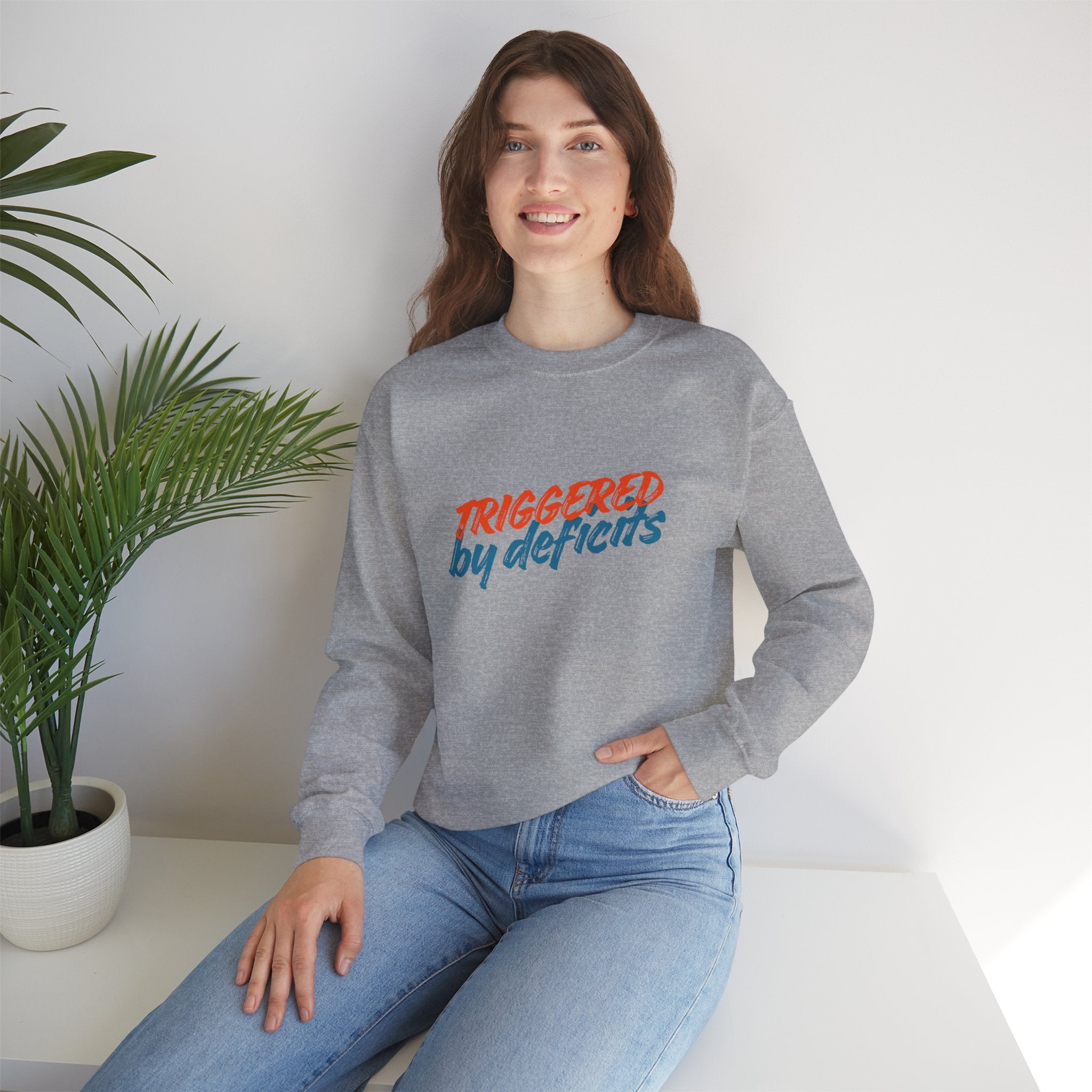 Conservative Crewneck Sweatshirt – 'Triggered by Deficits' Rightly Canadian Pullover