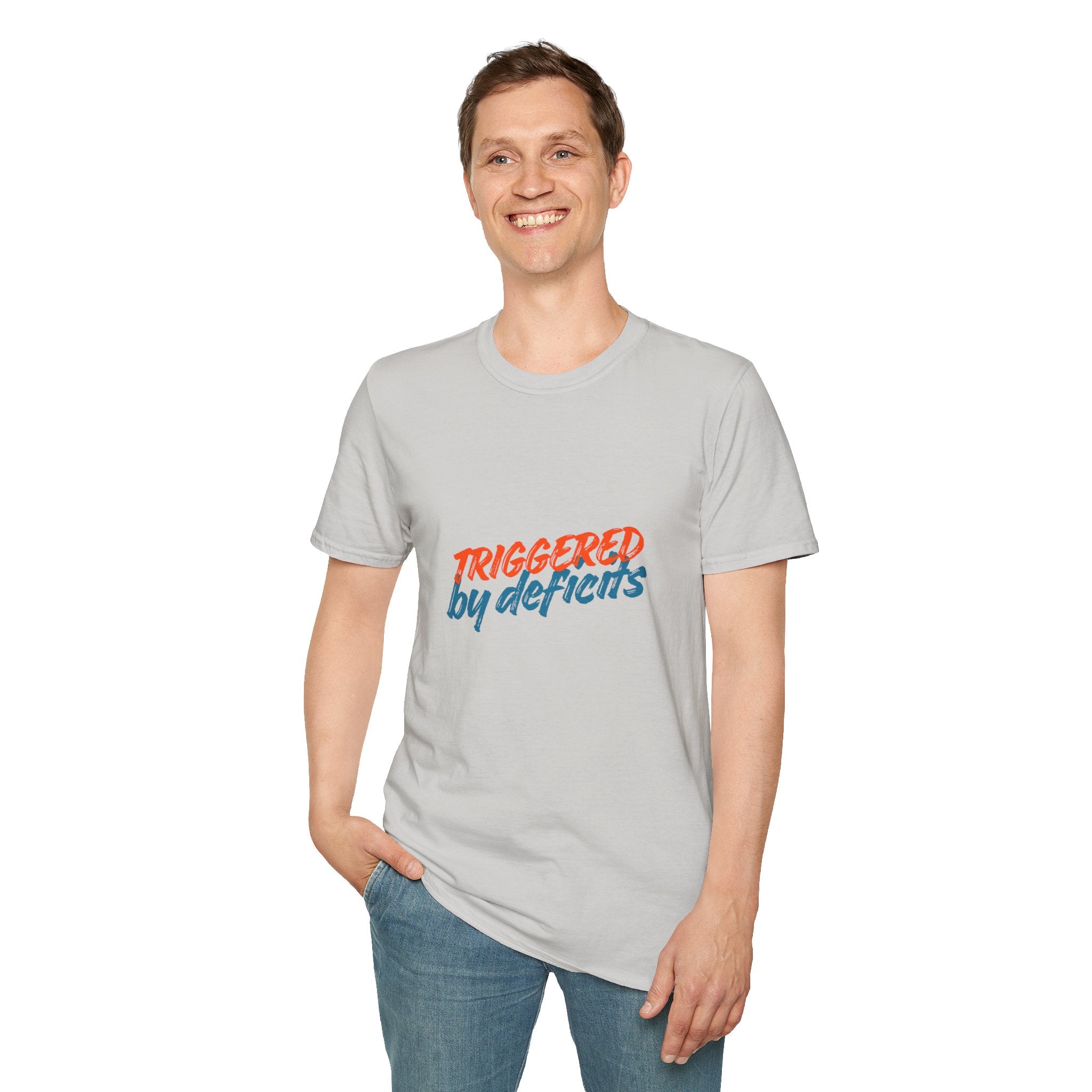 T-Shirt — "Triggered by Deficits" Retro Script Graphic Tee