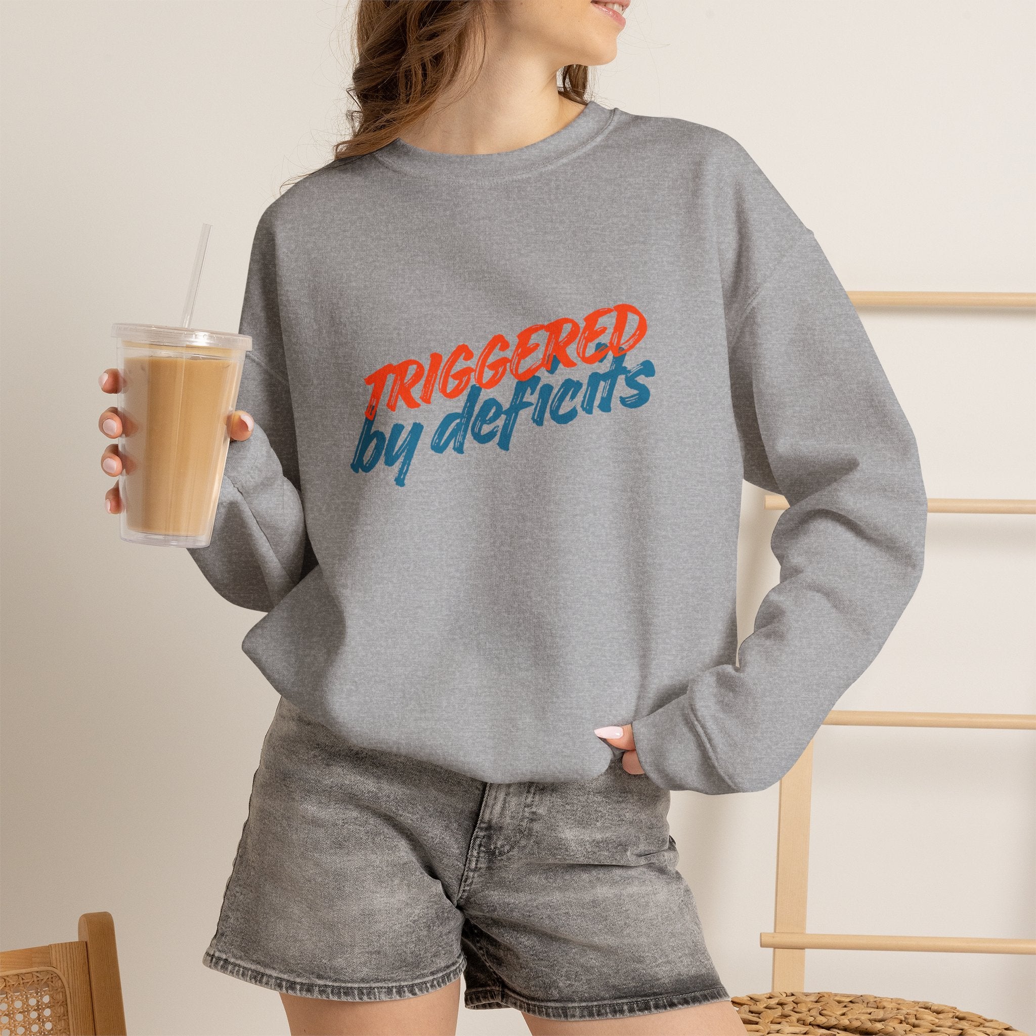 Conservative Crewneck Sweatshirt – 'Triggered by Deficits' Rightly Canadian Pullover