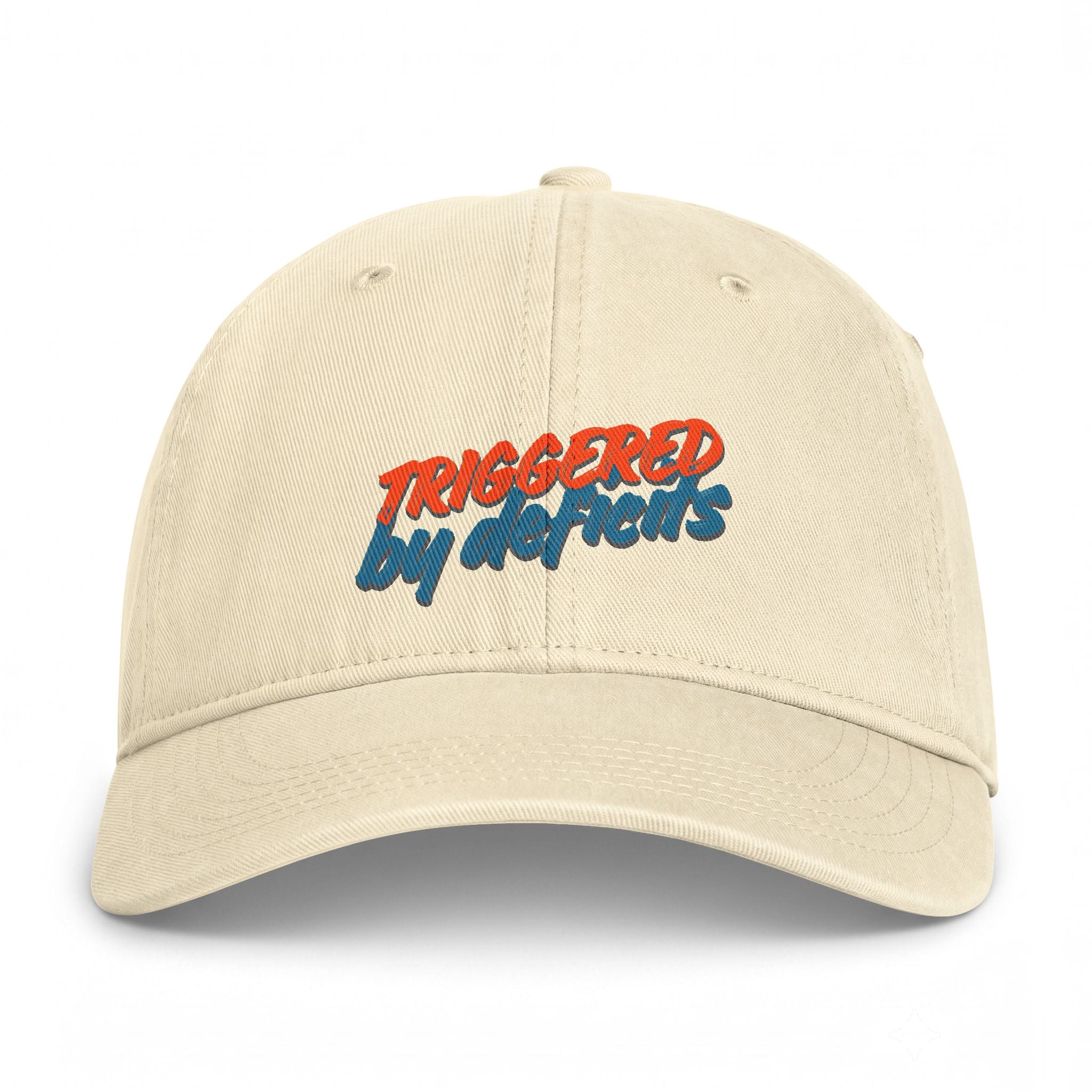 Coastal Washed Cap — "Triggered by Deficits" Retro Dad Hat