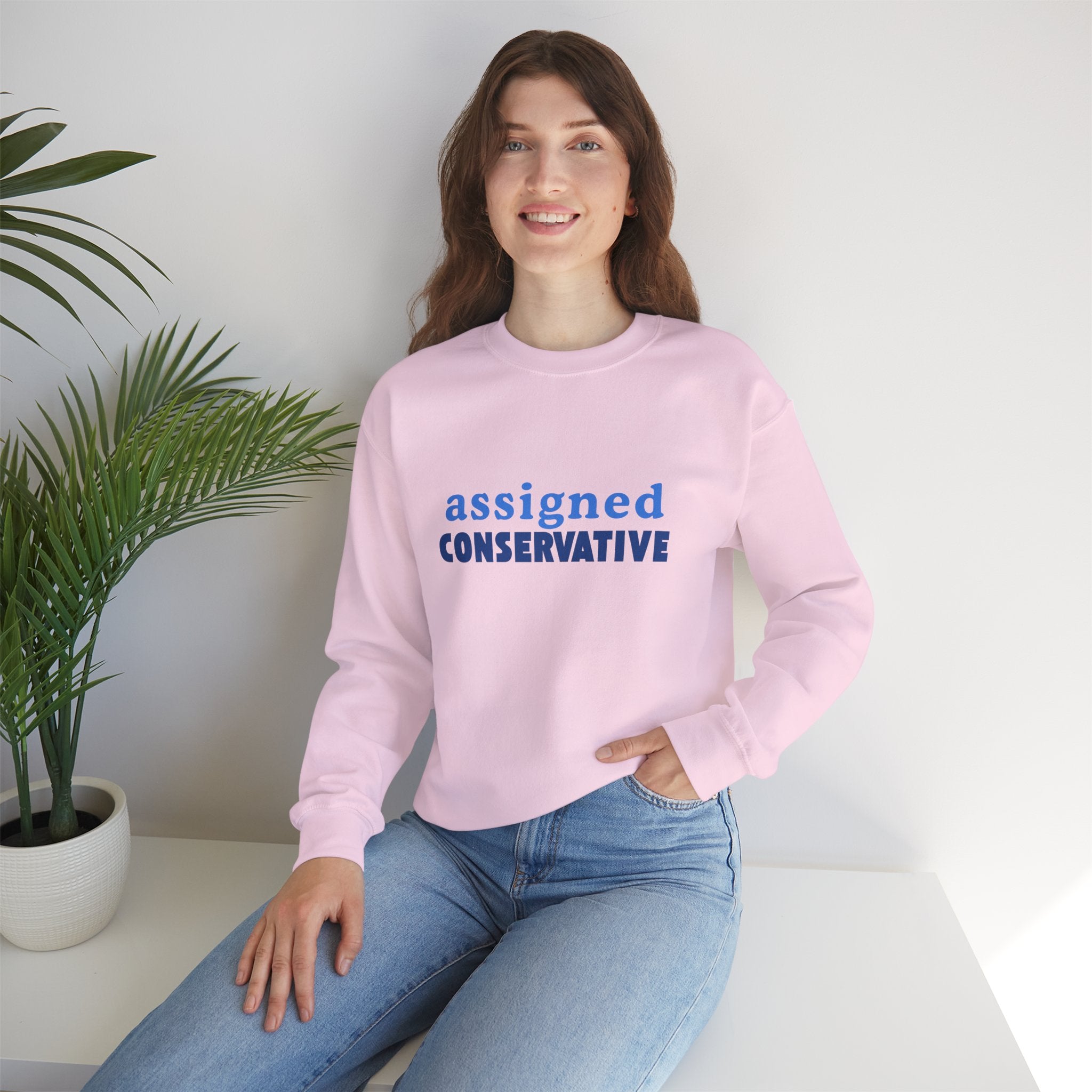 Conservative Crewneck Sweatshirt – 'Assigned Conservative' Rightly Canadian Pullover