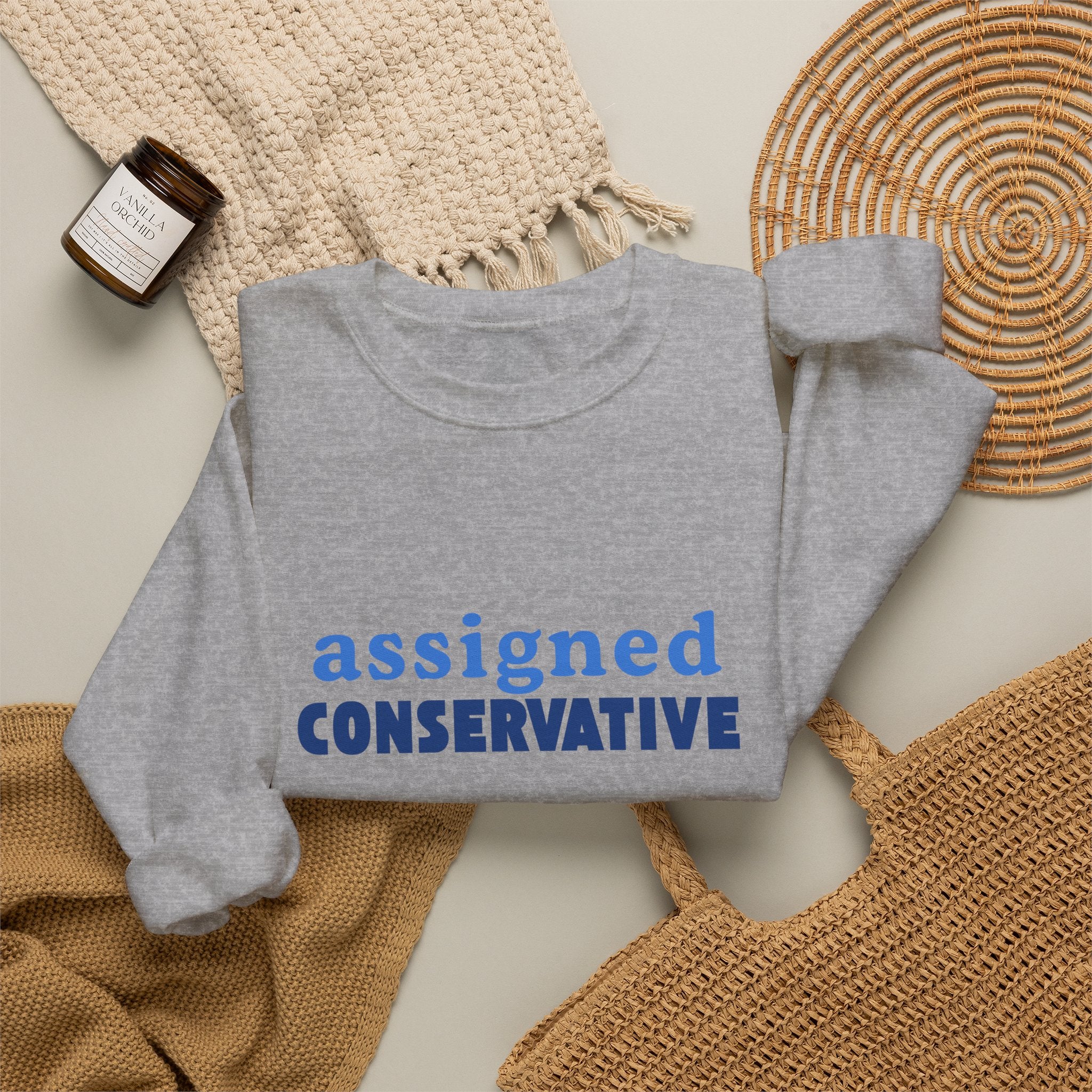 Conservative Crewneck Sweatshirt – 'Assigned Conservative' Rightly Canadian Pullover