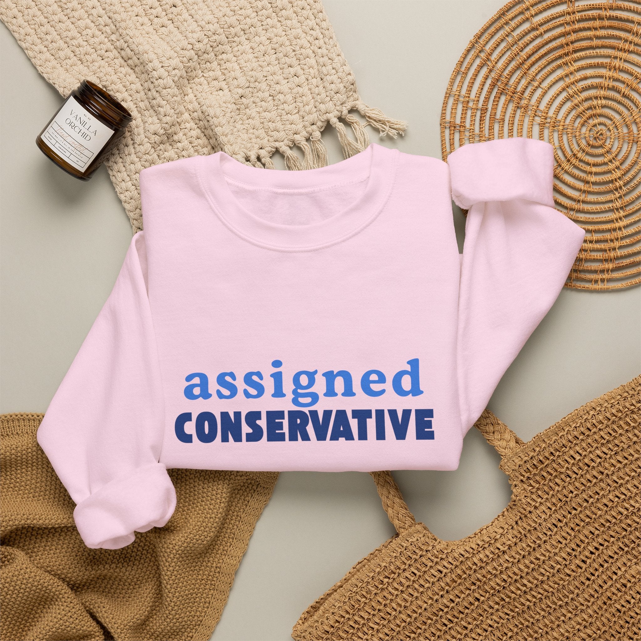 Conservative Crewneck Sweatshirt – 'Assigned Conservative' Rightly Canadian Pullover