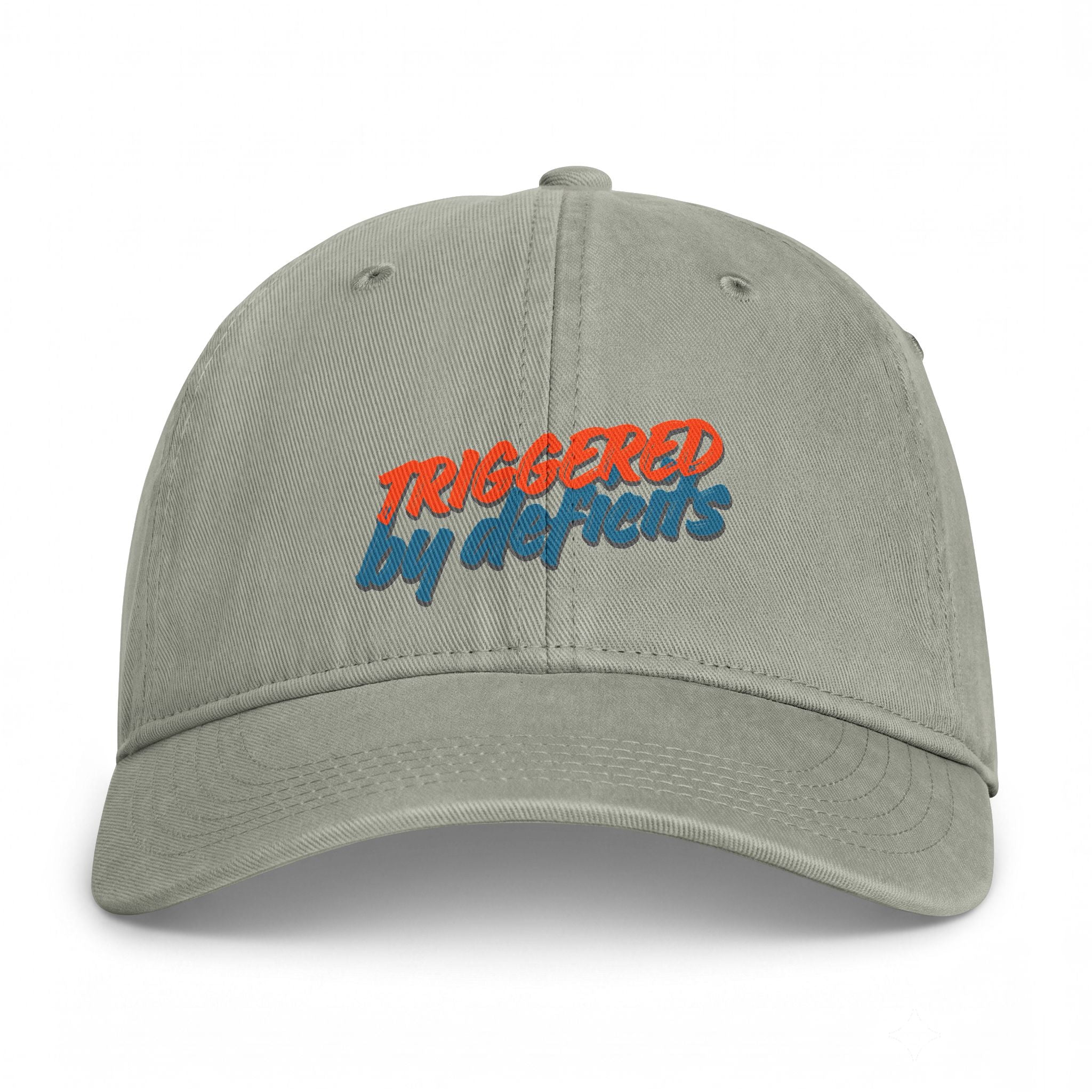 Coastal Washed Cap — "Triggered by Deficits" Retro Dad Hat