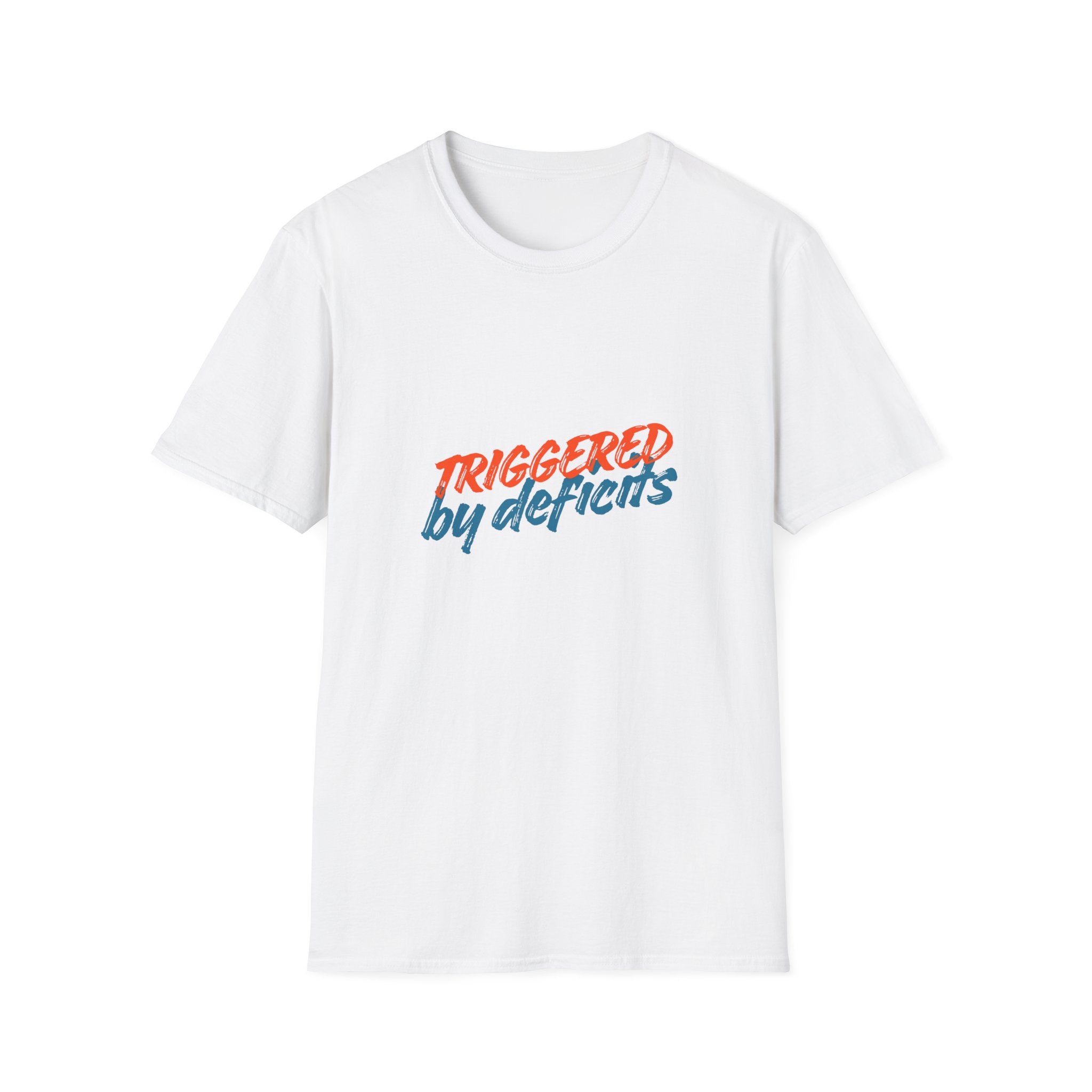 T-Shirt — "Triggered by Deficits" Retro Script Graphic Tee