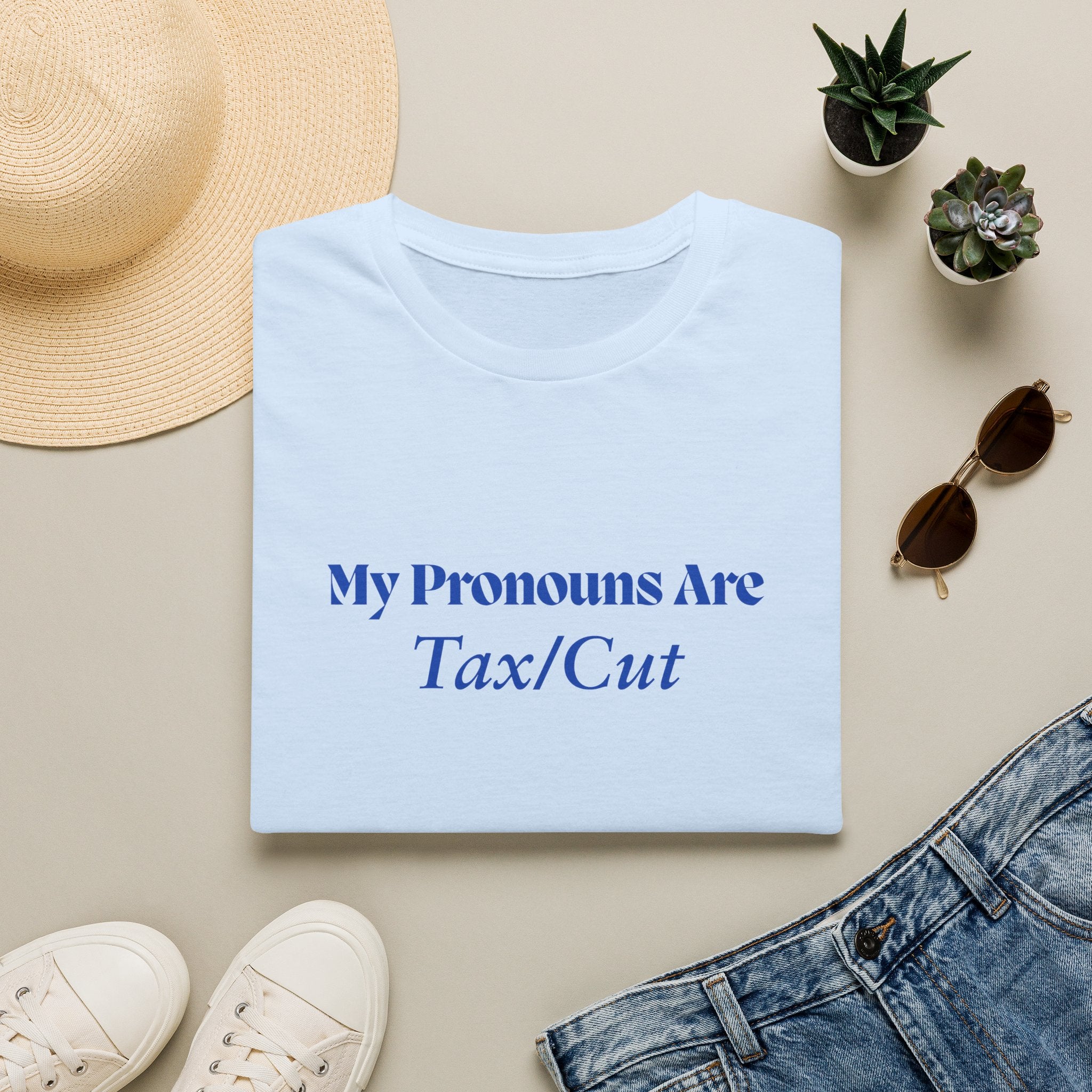 Funny 'My Pronouns Are Tax/Cut' T-Shirt — Accountant & Stylist Humor Tee