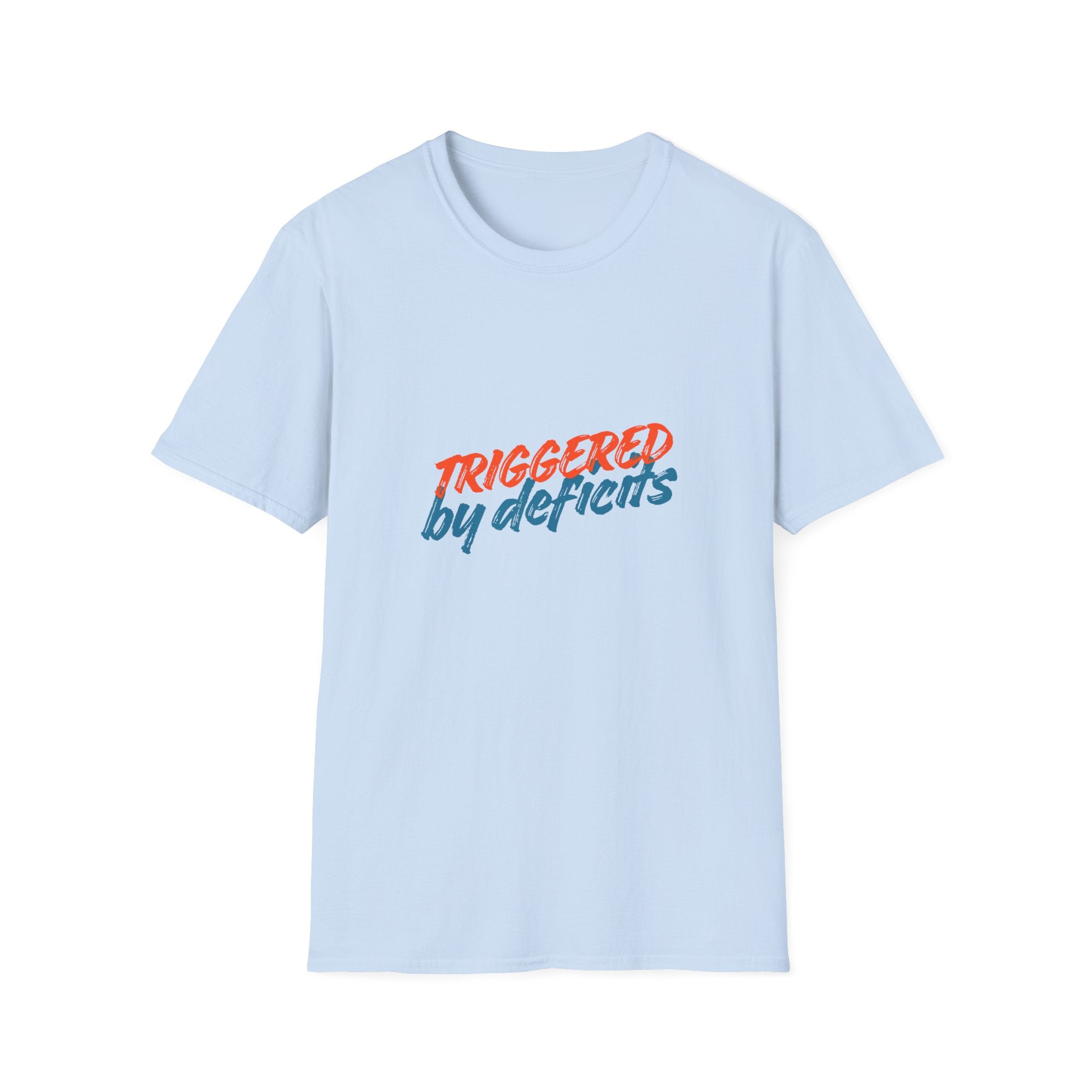 T-Shirt — "Triggered by Deficits" Retro Script Graphic Tee