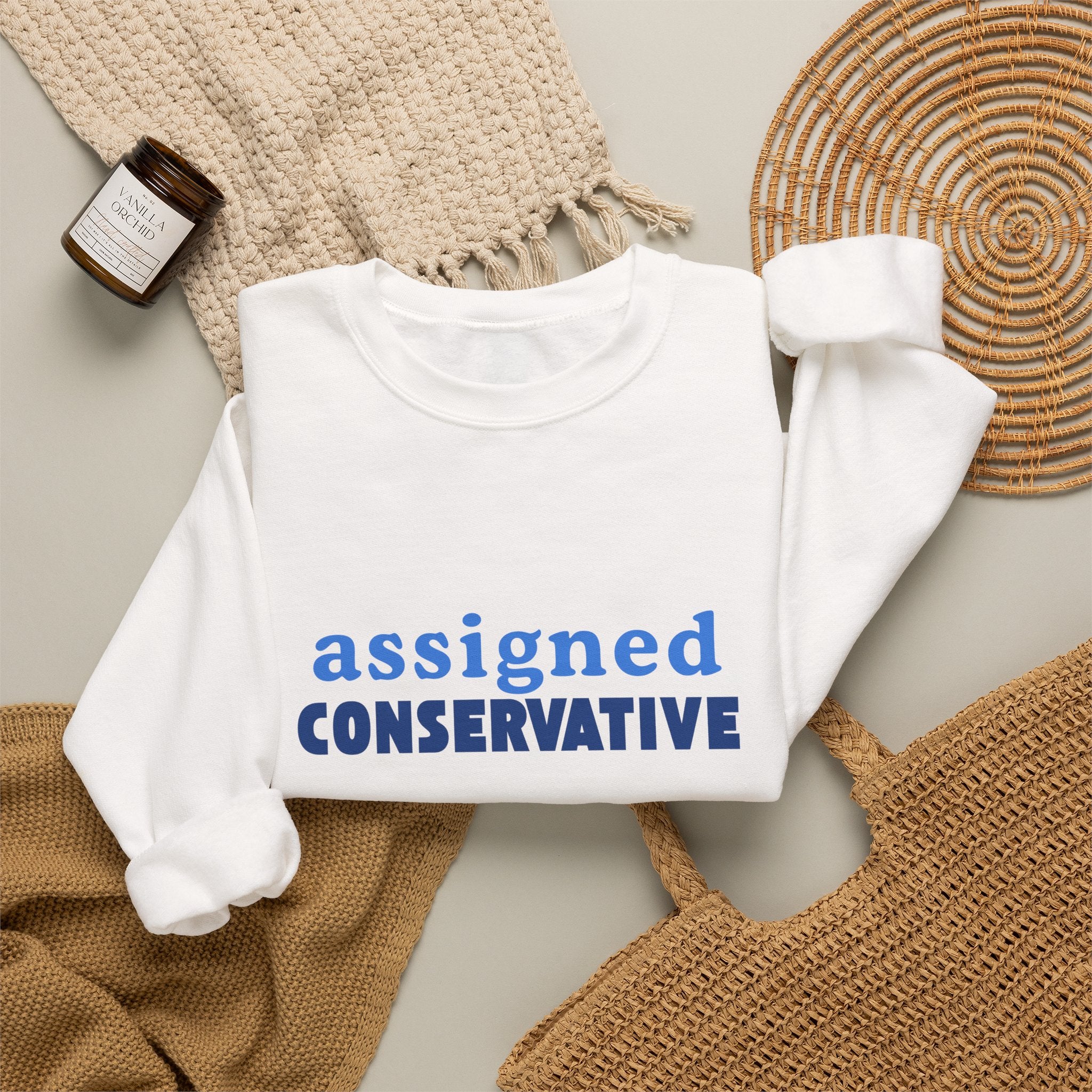 Conservative Crewneck Sweatshirt – 'Assigned Conservative' Rightly Canadian Pullover