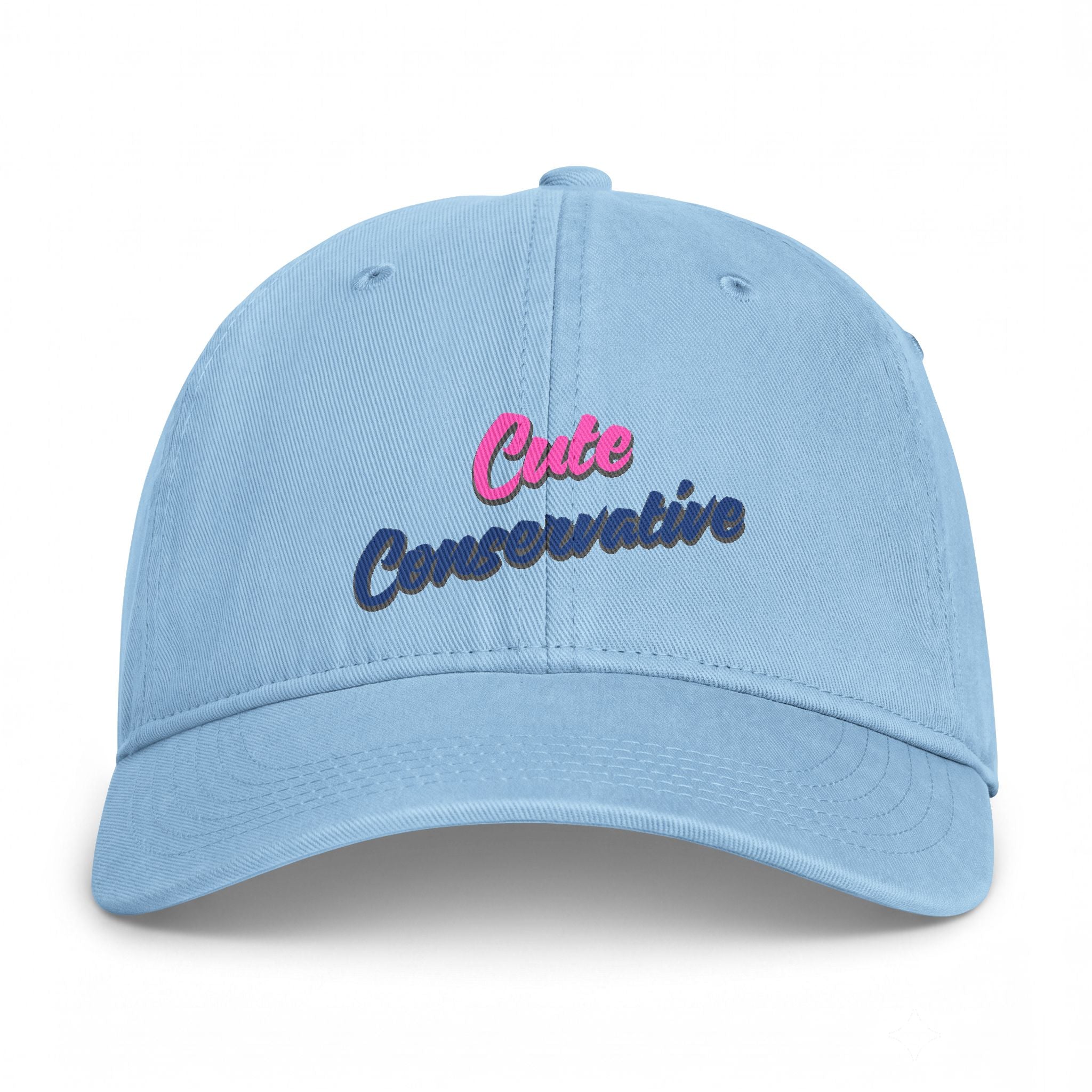 Light blue cap with 'Cute Conservative' text on a white background
