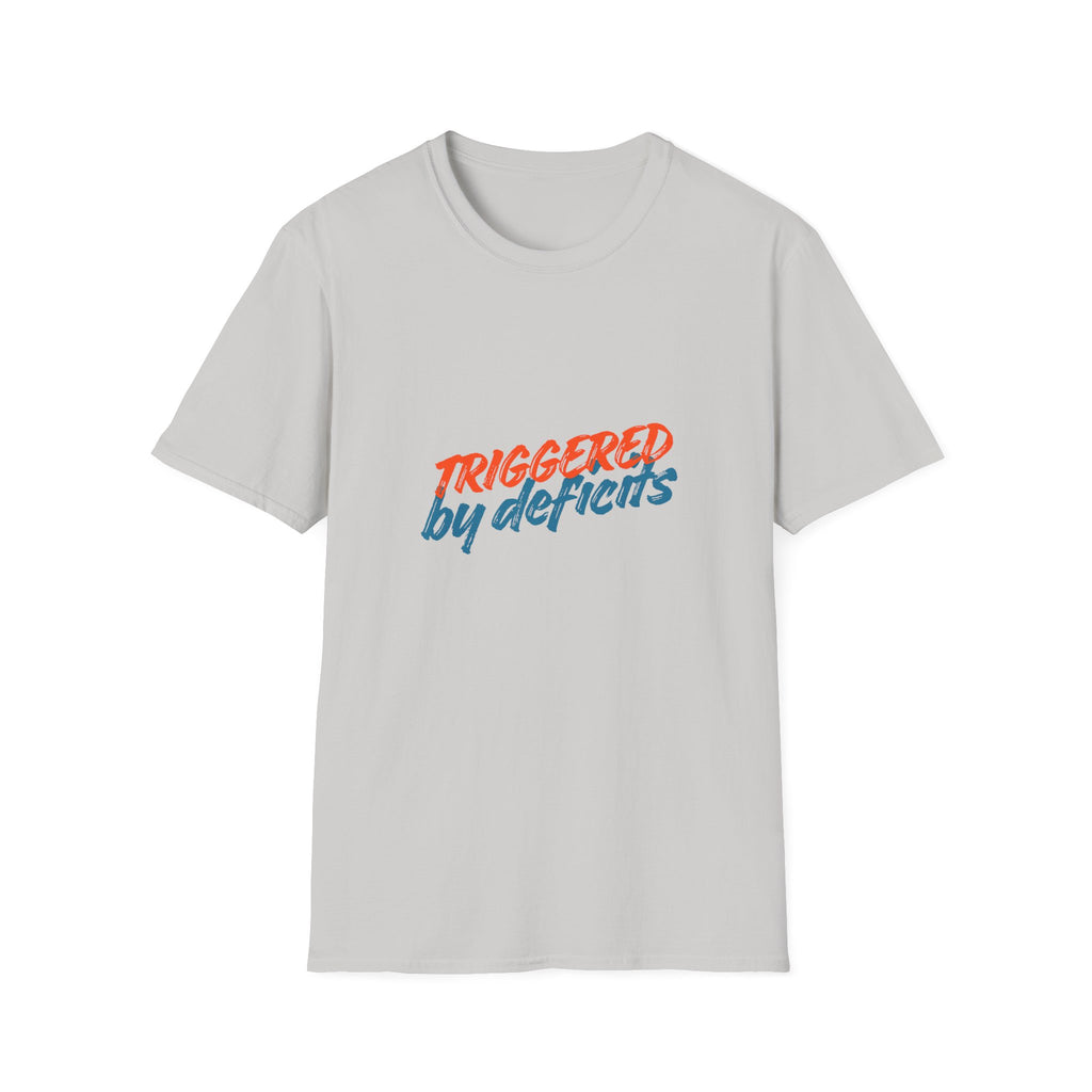 T-Shirt — "Triggered by Deficits" Retro Script Graphic Tee