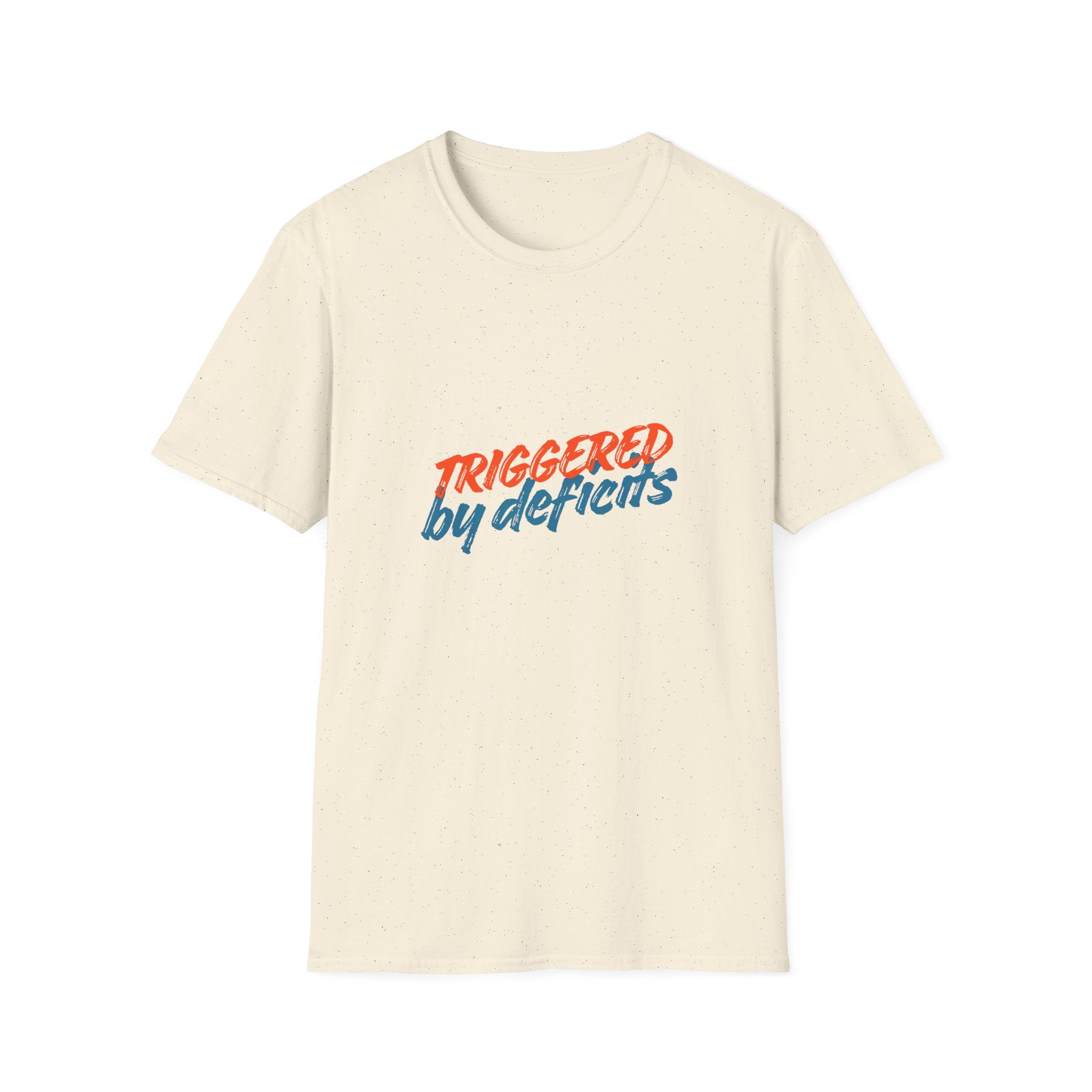 T-Shirt — "Triggered by Deficits" Retro Script Graphic Tee