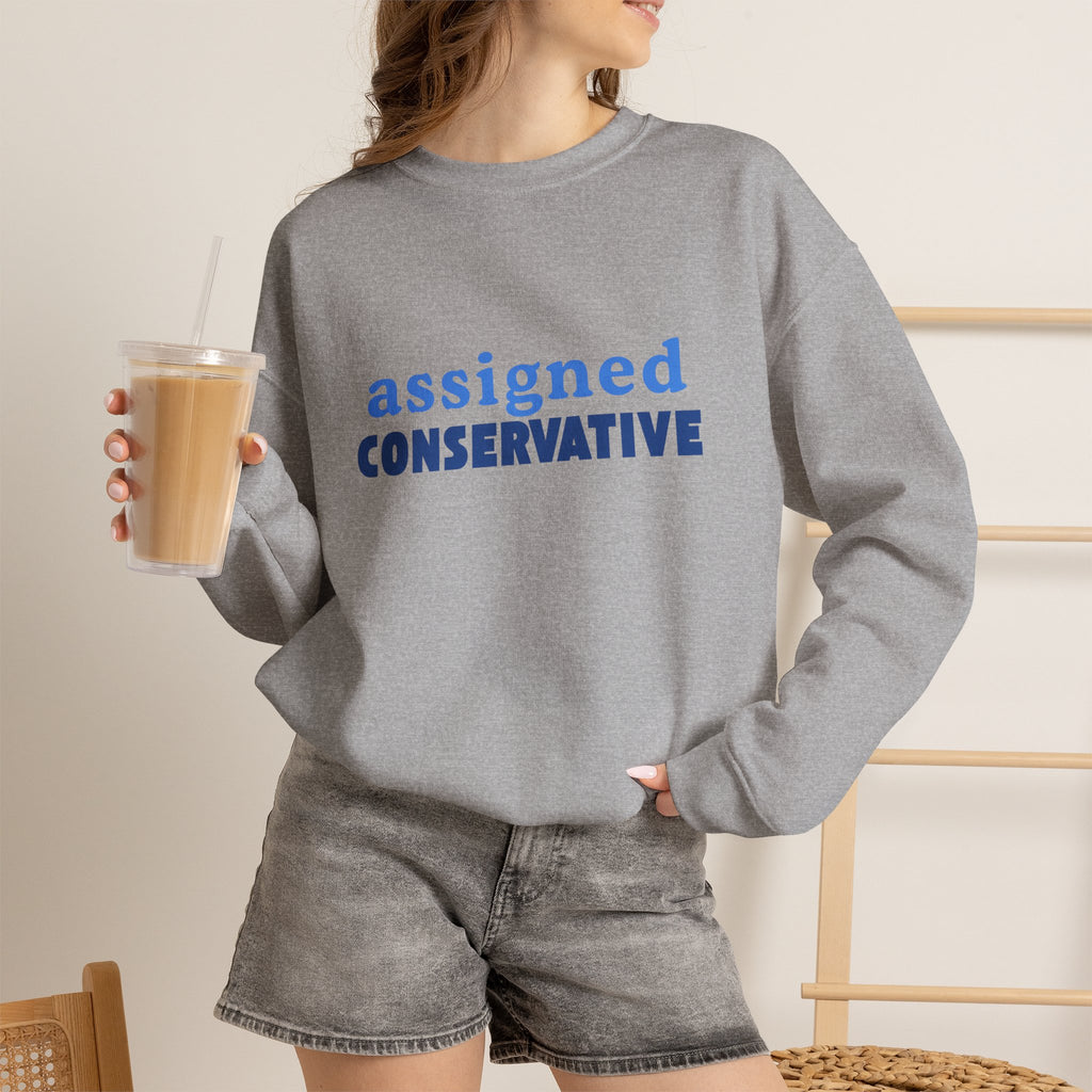 Conservative Crewneck Sweatshirt – 'Assigned Conservative' Rightly Canadian Pullover