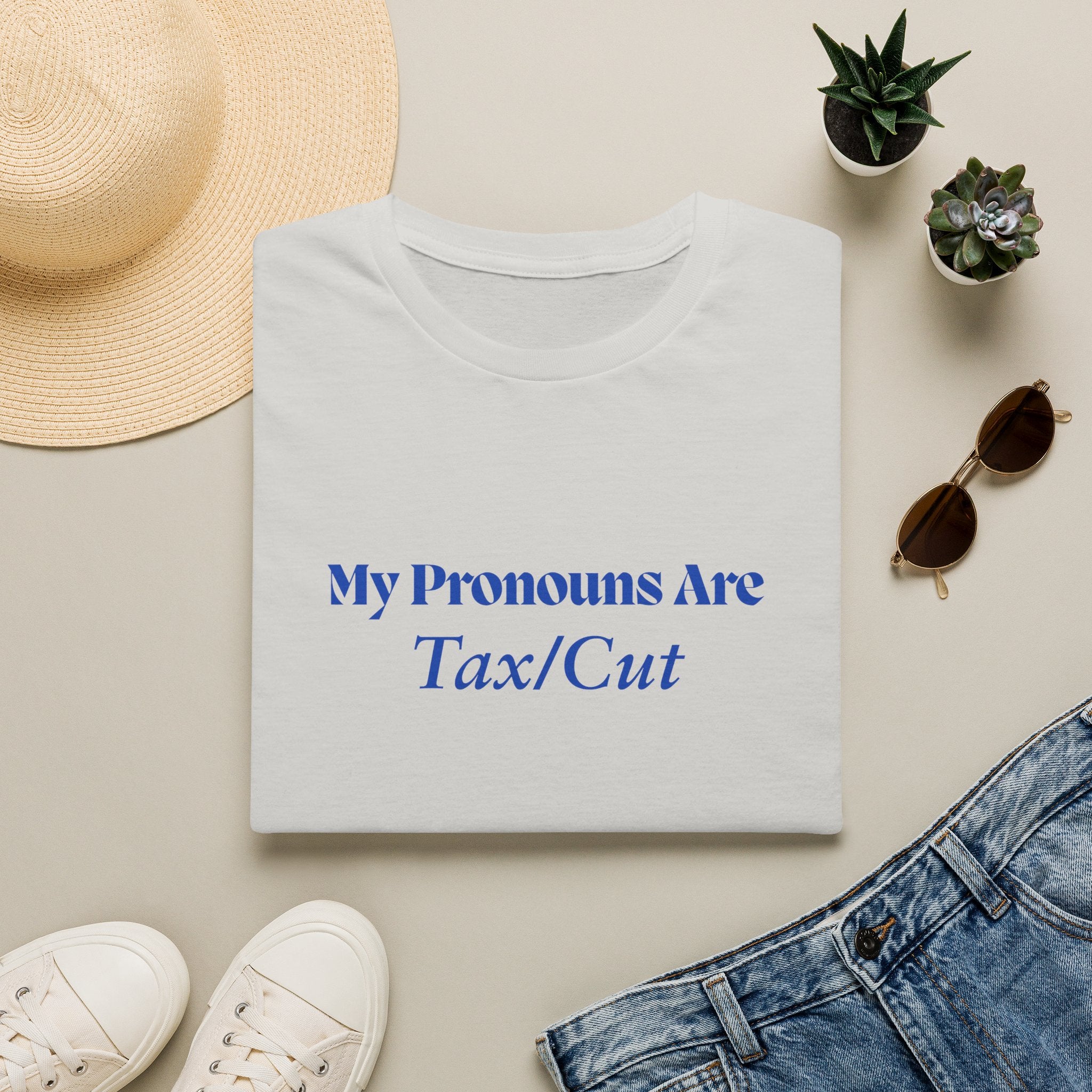 Funny 'My Pronouns Are Tax/Cut' T-Shirt — Accountant & Stylist Humor Tee